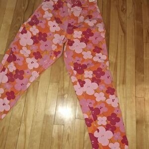 Lucy & Yak Kids Pink and Orange Floral Leggings
